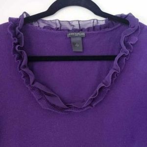 Ann Taylor Purple Frilly V-Neck Sweater